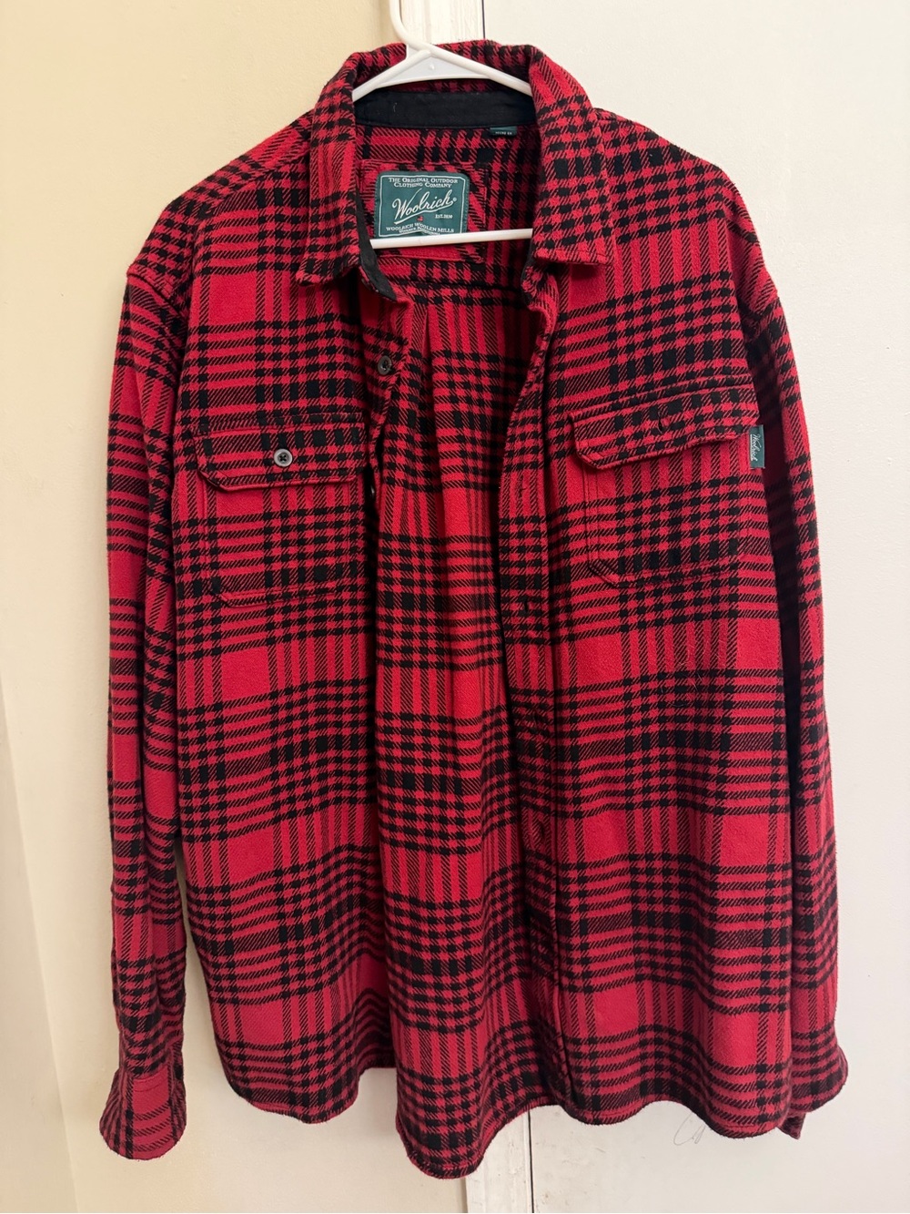Woolrich Red and Black Plaid Lightweight Shirt Jacket